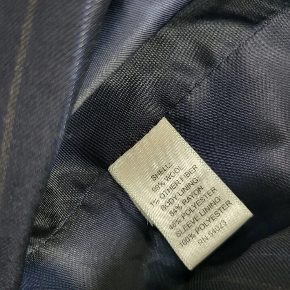 Banana Republic Blazer Men's 42R Blue Pinstripe 2 Button Jacket Wool Lined Flaw*